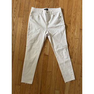 Express High Rise women’s 10 Cream white Jeans Raw Hem